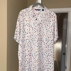 Cutter & Buck White Polo with Red and Blue Pattern